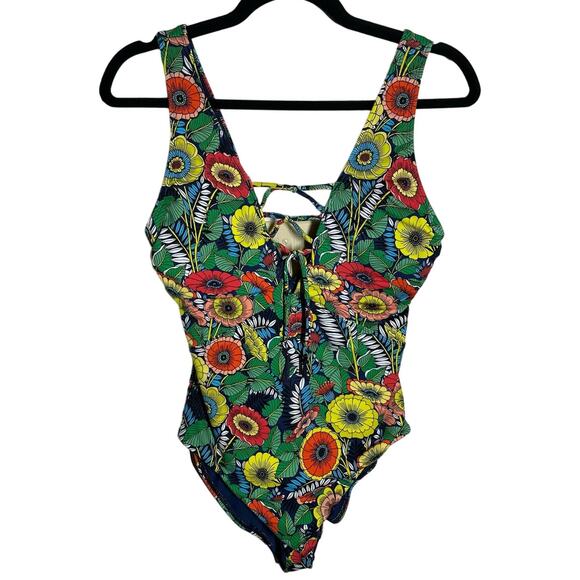 Loft Beach Women's Floral Colorful One Piece Swimsuit Size 8 Summer Vacation - Picture 1 of 7